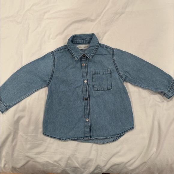 Zara Baby Denim Button Down Shirt - 9-12 Months - Picture 1 of 5